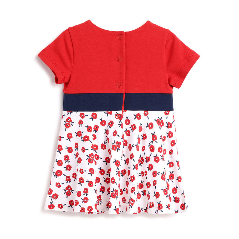Girls Medium Red Printed Short Sleeve Dress image number 1